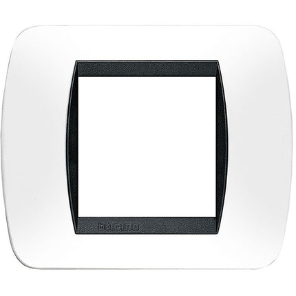 BTICINO LIVINGLIGHT PLACCA 2 POSTI COLORE BIANCO CORNICE NERA