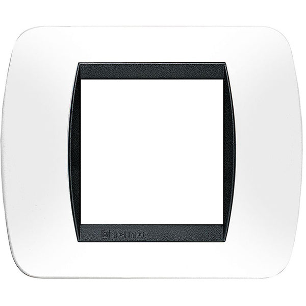 BTICINO LIVINGLIGHT PLACCA 2 POSTI COLORE BIANCO CORNICE NERA
