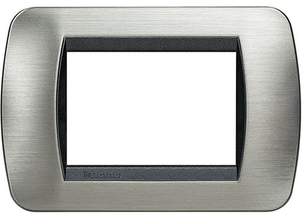 BTICINO LIVINGLIGHT PLACCA 3 POSTI COLORE ACCIAIO CORNICE ANTRACITE