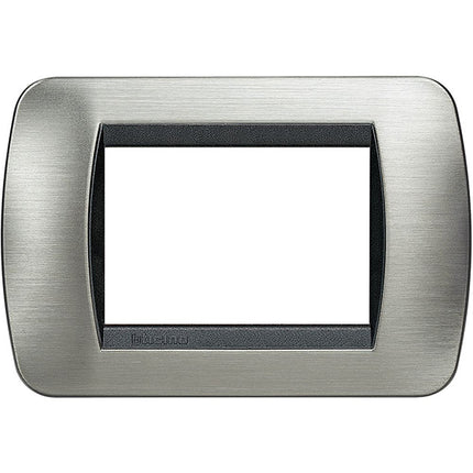BTICINO LIVINGLIGHT PLACCA 3 POSTI COLORE ACCIAIO CORNICE ANTRACITE