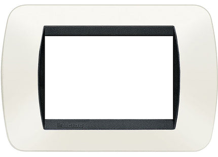 BTICINO LIVINGLIGHT PLACCA 3 POSTI COLORE BIANCO CORNICE NERA