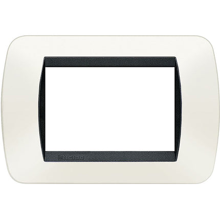 BTICINO LIVINGLIGHT PLACCA 3 POSTI COLORE BIANCO CORNICE NERA