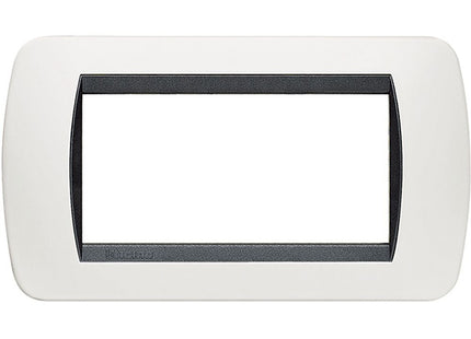 BTICINO LIVINGLIGHT PLACCA 4 POSTI COLORE BIANCO CORNICE NERA