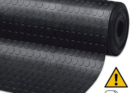 LASTRA IN GOMMA CON BOLLE NERA SPESSORE MM3 ALTEZZA MM1200 AL MTL