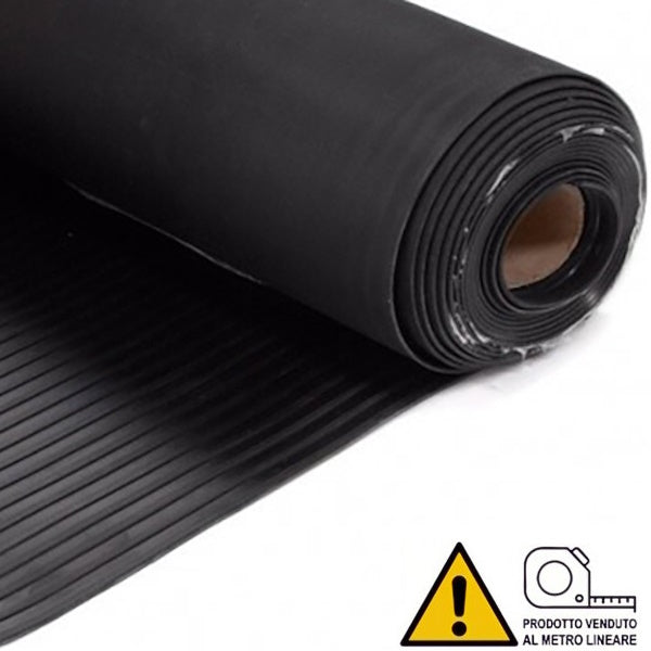 LASTRA IN GOMMA CENTORIGHE NERA SPESSORE MM3 ALTEZZA MM1200 AL MTL
