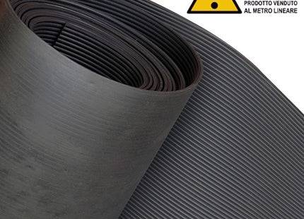 LASTRA IN GOMMA MILLERIGHE NERA SPESSORE MM3 ALTEZZA MM1200 AL MTL