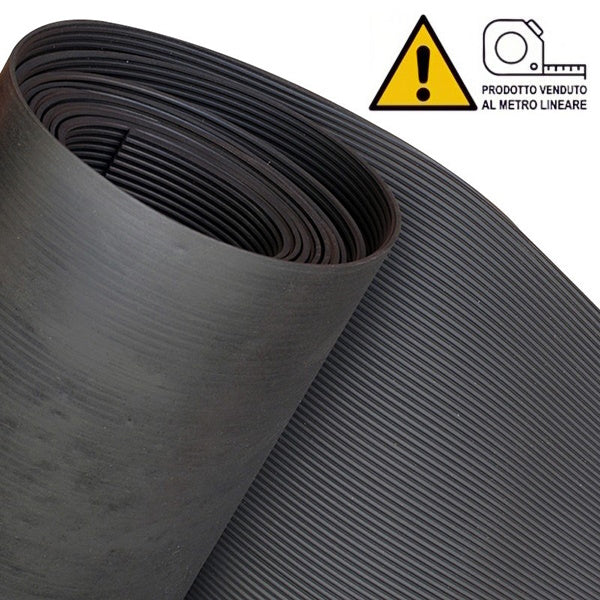 LASTRA IN GOMMA MILLERIGHE NERA SPESSORE MM3 ALTEZZA MM1200 AL MTL