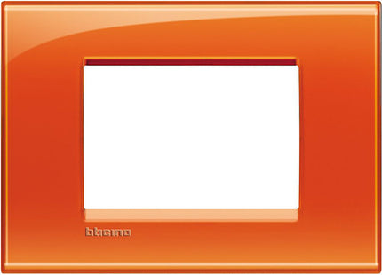 BTICINO LIVINGLIGHT PLACCA 3 POSTI COLORE ARANCIO DEEP