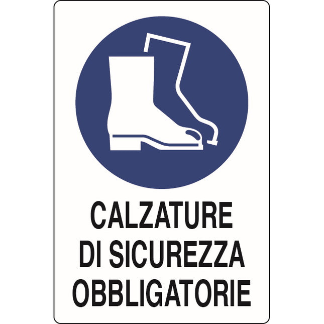 SEGNALE CALZATURE DI SICUREZZA OBBLIGATORIE IN ALLUMINIO MM300X200
