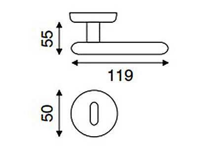 COTTALI OMEGA MANIGLIA PER PORTA ROSETTA + BOCCHETTA IN ALLUMINIO