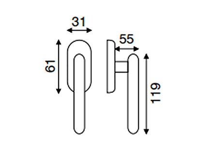 COTTALI OMEGA MANIGLIA PER SERRAMENTI MOVIMENTO DK Q7 IN ALLUMINIO