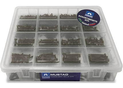 MUSTAD VALIGETTA IN PLASTICA CON 670 VITI PANELVIT BRONZATE MOD. CASE