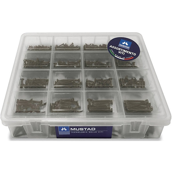 MUSTAD VALIGETTA IN PLASTICA CON 670 VITI PANELVIT BRONZATE MOD. CASE