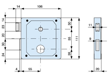 MG SERRATURA APPLICARE PER PORTE IN FERRO ART.437 ENTRATA MM55 AMBIDX