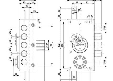 MOTTURA SERRATURA APPLICARE DOPPIA MAPPA LATERALE ENTRATA MM42 20.517