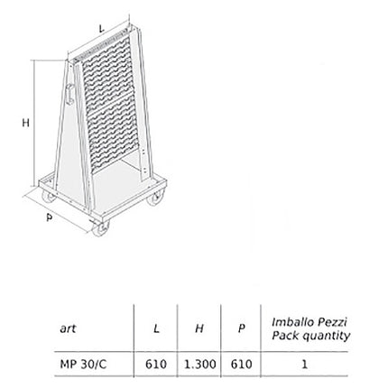 MOBIL PLASTIC CARRELLO IN METALLO MP30/C PER CONTENITORI SERIE 2000