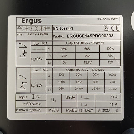 ERGUS SALDATRICE INVERTER MOD. EASY 145 + KIT ACCESSORI SALDATURA