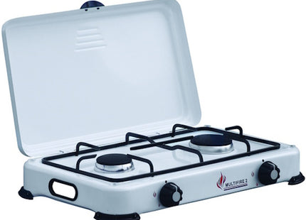 PROJECT FORNELLO A GAS DA CAMPEGGIO A 2 FUOCHI IN GHISA CON COPERCHIO