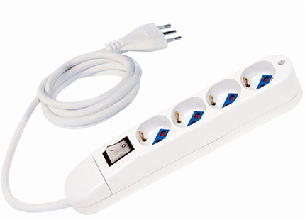 FAEG MULTIPRESA 4 PRESE+ INTERRUTTORE CAVO MT1,5 SPINA 16A 3000W BIANCO*