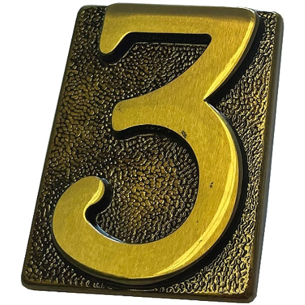 SILMEC NUMERO CIVICO "3" IN OTTONE ANTICO MM60X80 PER PLACCA