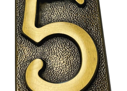 SILMEC NUMERO CIVICO "5" IN OTTONE ANTICO MM60X80 PER PLACCA