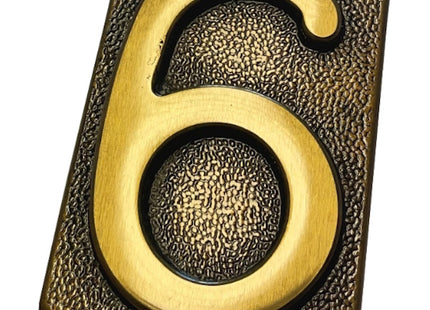 SILMEC NUMERO CIVICO "6" IN OTTONE ANTICO MM60X80 PER PLACCA