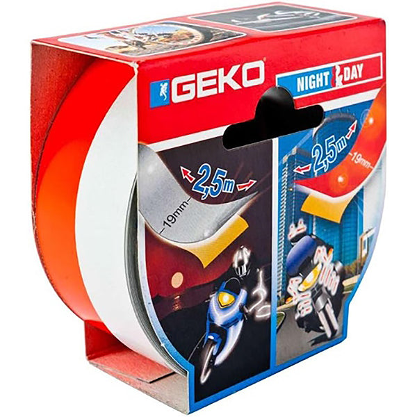 GEKO 31500/1 NASTRO FLUO RIFRANGENTE COLORE BIANCO/ROSSO MM19X2,5MT