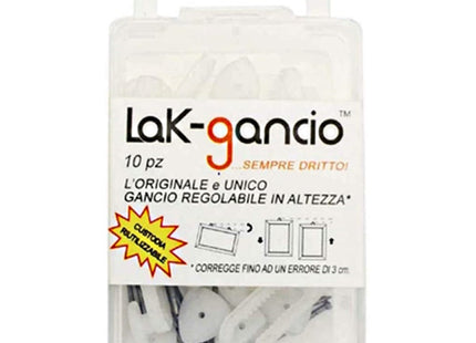 LAK-GANCIO GANCI APPENDI QUADRI REGOLABILI IN ALTEZZA CONF.PZ10