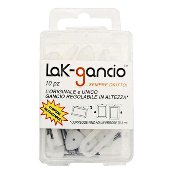 LAK-GANCIO GANCI APPENDI QUADRI REGOLABILI IN ALTEZZA CONF.PZ10