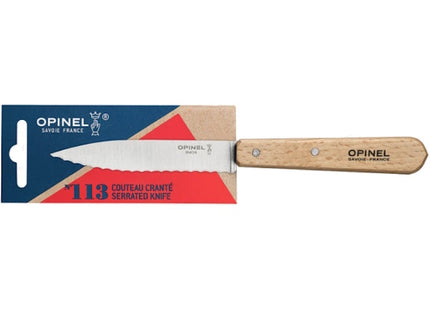 OPINEL COLTELLO CUCINA SEGHETTATO MANICO IN FAGGIO LAMA INOX CM10