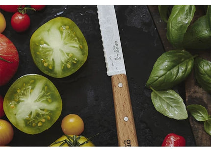 OPINEL COLTELLO CUCINA SEGHETTATO MANICO IN FAGGIO LAMA INOX CM10
