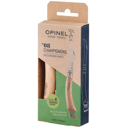 OPINEL COLTELLO PER FUNGHI CON MANICO IN FAGGIO LAMA INOX DA CM 8
