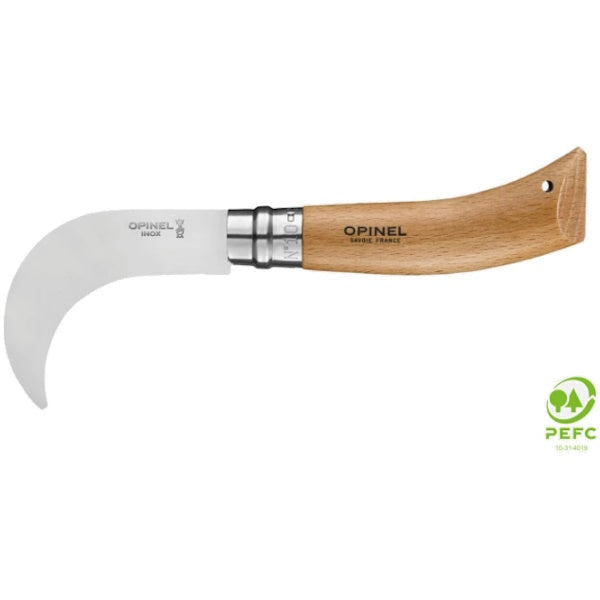 OPINEL COLTELLO FALCETTO CON MANICO IN FAGGIO LAMA INOX DA CM10