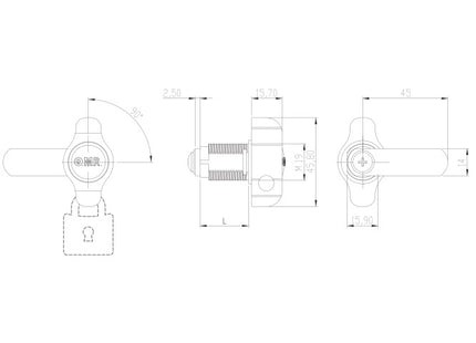 OMR SERRATURA PER ANTA A LEVA CON POMOLO D.MM19