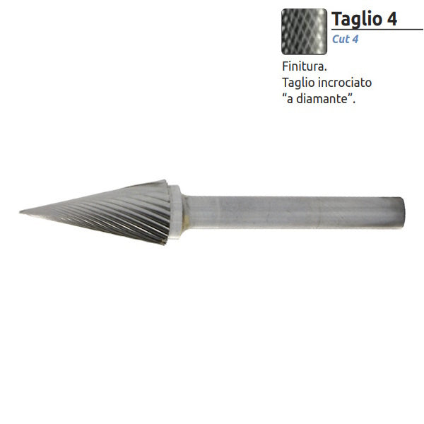 STELLA BIANCA FRESA ROTATIVA MD CONICA TG4 CON GAMBO D.MM6