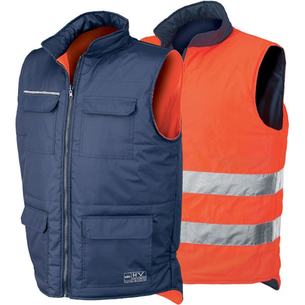 ISSA GILET REVERSE ALTA VISIBILITA&apos; ARANCIO FLUO/BLU NAVY