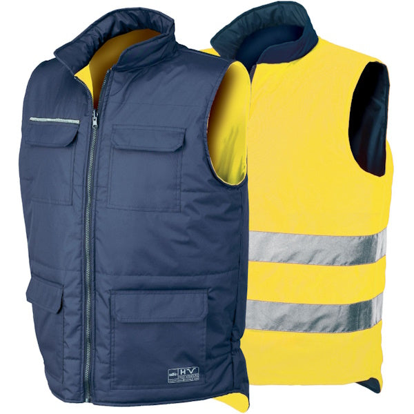 ISSA GILET REVERSE ALTA VISIBILITA&apos; GIALLO FLUO/BLU NAVY