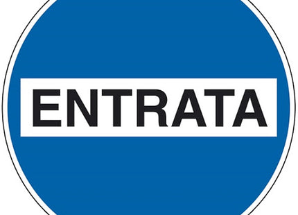 SEGNALE ENTRATA BLU ADESIVO TONDO