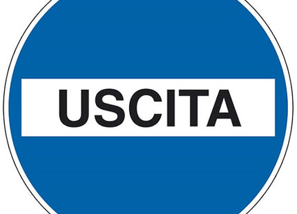SEGNALE USCITA TONDO BLU CALPESTABILE ADESIVO
