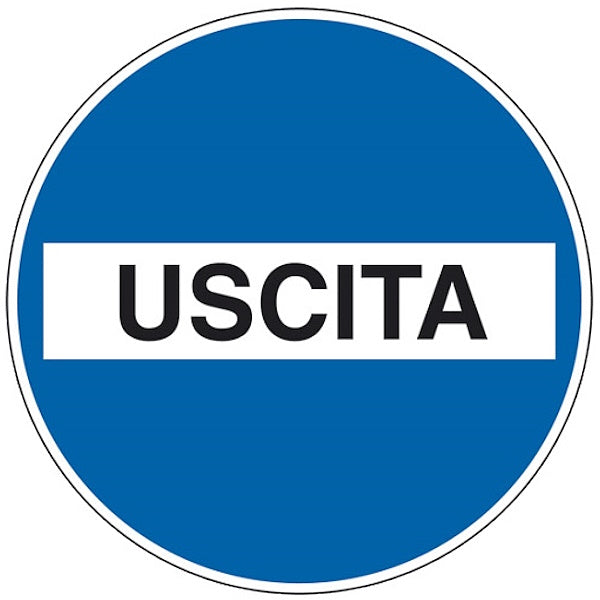 SEGNALE USCITA TONDO BLU CALPESTABILE ADESIVO