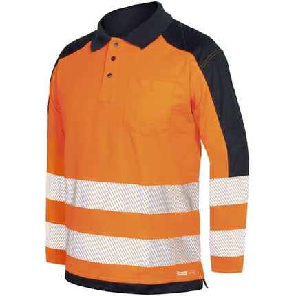 ISSA POLO MANICA LUNGA ALTA VISIBILITA&apos; ARANCIO FLUO/BLU NAVY