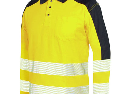 ISSA POLO MANICA LUNGA ALTA VISIBILITA&apos; GIALLO FLUO/BLU NAVY