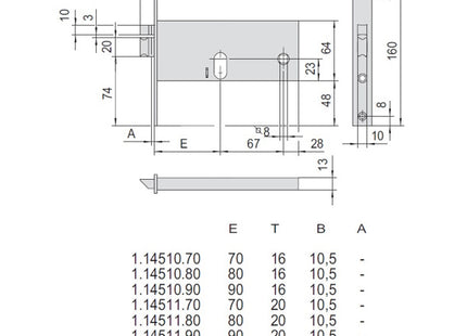 CISA ELETTROSERRATURA DA INFILARE PER FASCE H.MM64 FRONTALE MM20 AMBIDX