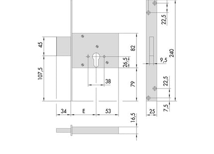 CISA SERRATURA DA INFILARE A CILINDRO YALE AMBIDESTRA