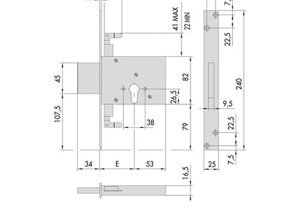 CISA SERRATURA DA INFILARE A CILINDRO YALE AMBIDESTRA