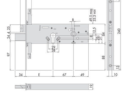 CISA SERRATURA DA INFILARE PER FASCE H.MM64 AMBIDESTRA