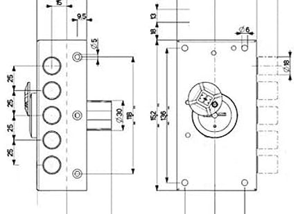 MOTTURA SERRATURA APPLICARE DOPPIA MAPPA LATERALE ENTRATA MM42 20.507