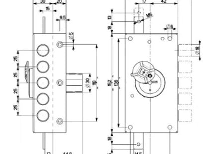 MOTTURA SERRATURA APPLICARE DOPPIA MAPPA TRIPLICE ENTRATA MM42 20.527