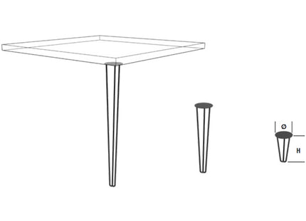 MINUTEX GAMBA IN FILO PER TAVOLO MOD. WIRE ACCIAIO VERNICIATO H.CM 71