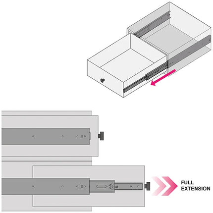 RAM GUIDE PER CASSETTI A SFERA ESTRAZIONE TOTALE PORTATA KG 45